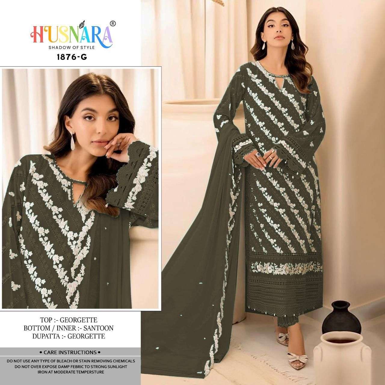 HUSNARA D NO 1876 GEORGETTE HEAVY EMBROIDERED PAKISTANI SUIT