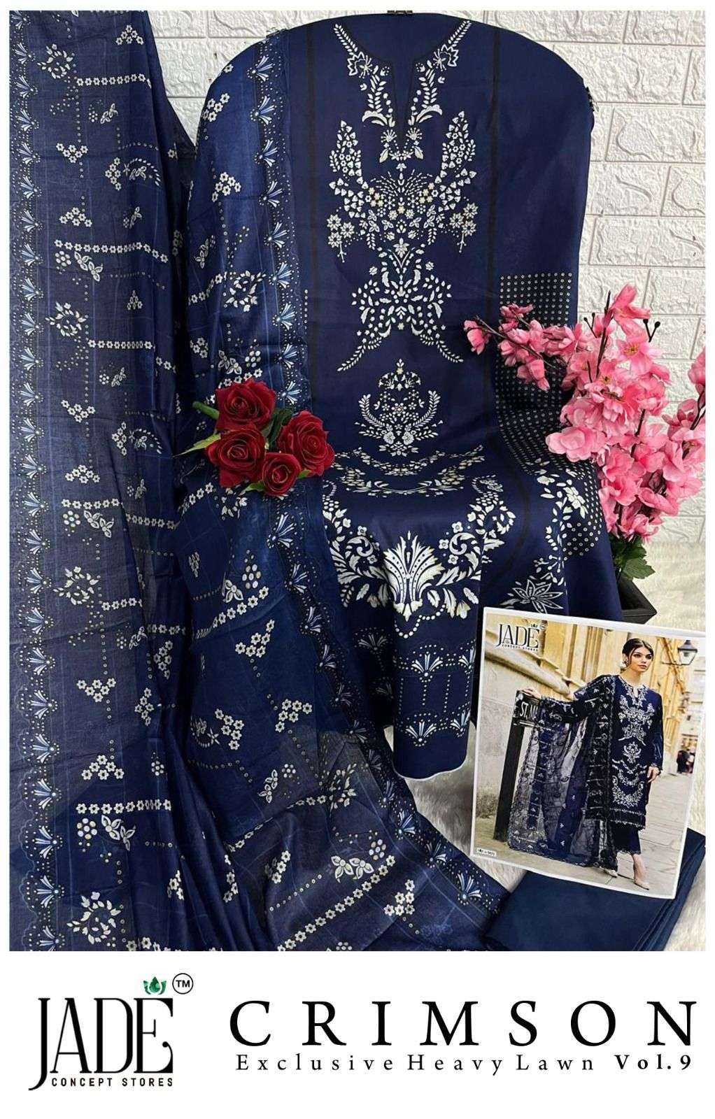 JADE CRIMSON EXCLUSIVE HEAVY LAWN COLLECTION VOL 9 LAWN COTTON DIGITAL PRINT SUIT