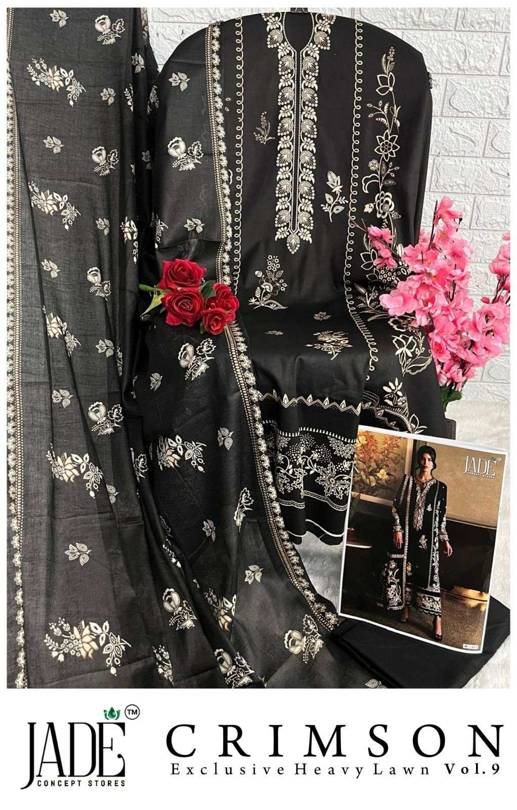 JADE CRIMSON EXCLUSIVE HEAVY LAWN COLLECTION VOL 9 LAWN COTTON DIGITAL PRINT SUIT