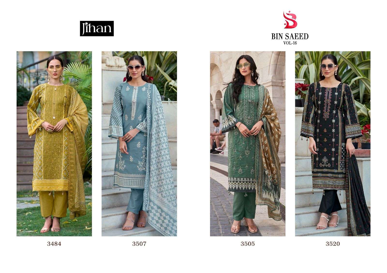 JIHAN BIN SAEED LAWN COLLECTION VOL 16 LAWN COTTON SALWAR KAMEEZ 