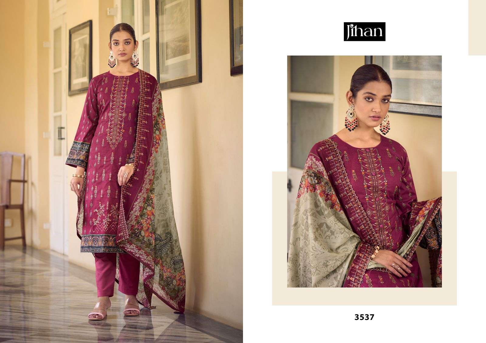 JIHAN BIN SAEED REMIX VOL 3 LAWN COTTON EMBROIDERY WORK SALWAR KAMEEZ 