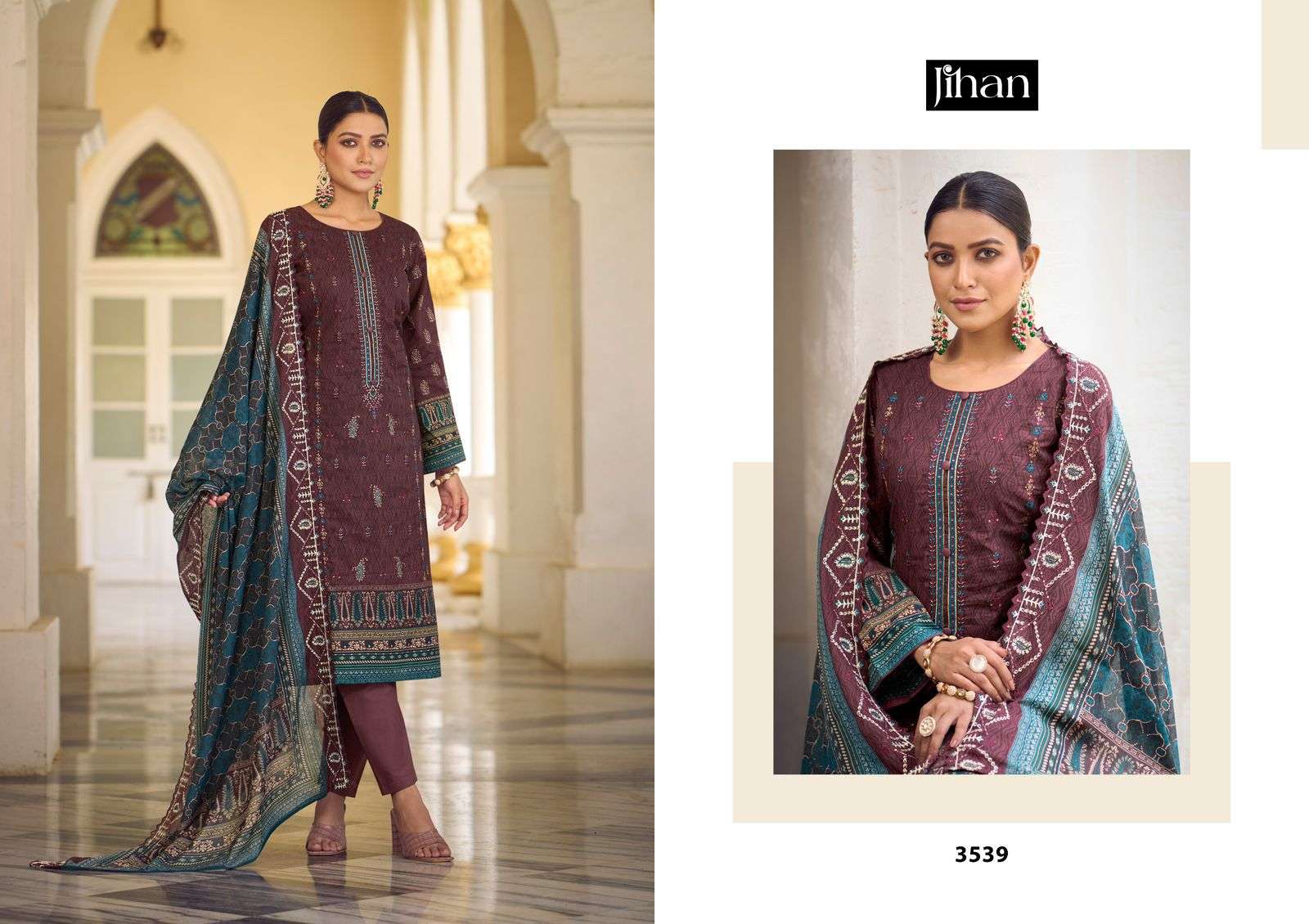 JIHAN BIN SAEED REMIX VOL 3 LAWN COTTON EMBROIDERY WORK SALWAR KAMEEZ 