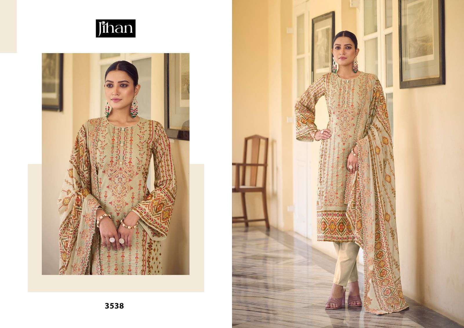 JIHAN BIN SAEED REMIX VOL 3 LAWN COTTON EMBROIDERY WORK SALWAR KAMEEZ 