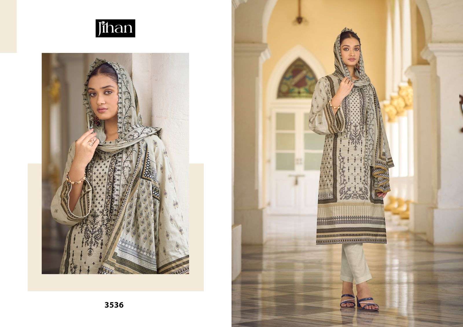 JIHAN BIN SAEED REMIX VOL 3 LAWN COTTON EMBROIDERY WORK SALWAR KAMEEZ 