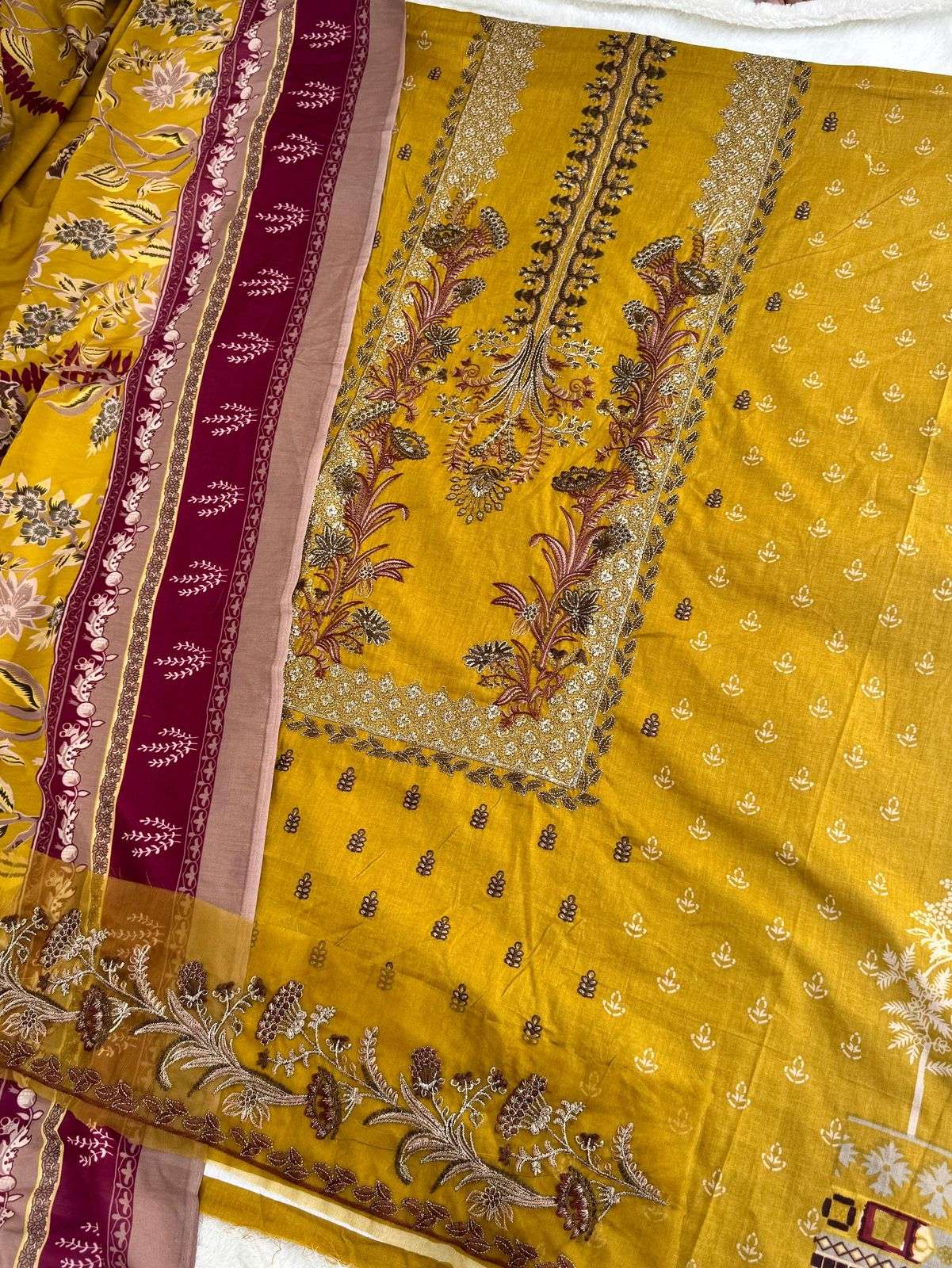 JIHAN DESIGN NO - 3374 PURE LAWN COTTON WITH HEAVY SELF EMBROIDERED PATCH WORK PAKISTANI SALWAR SUIT