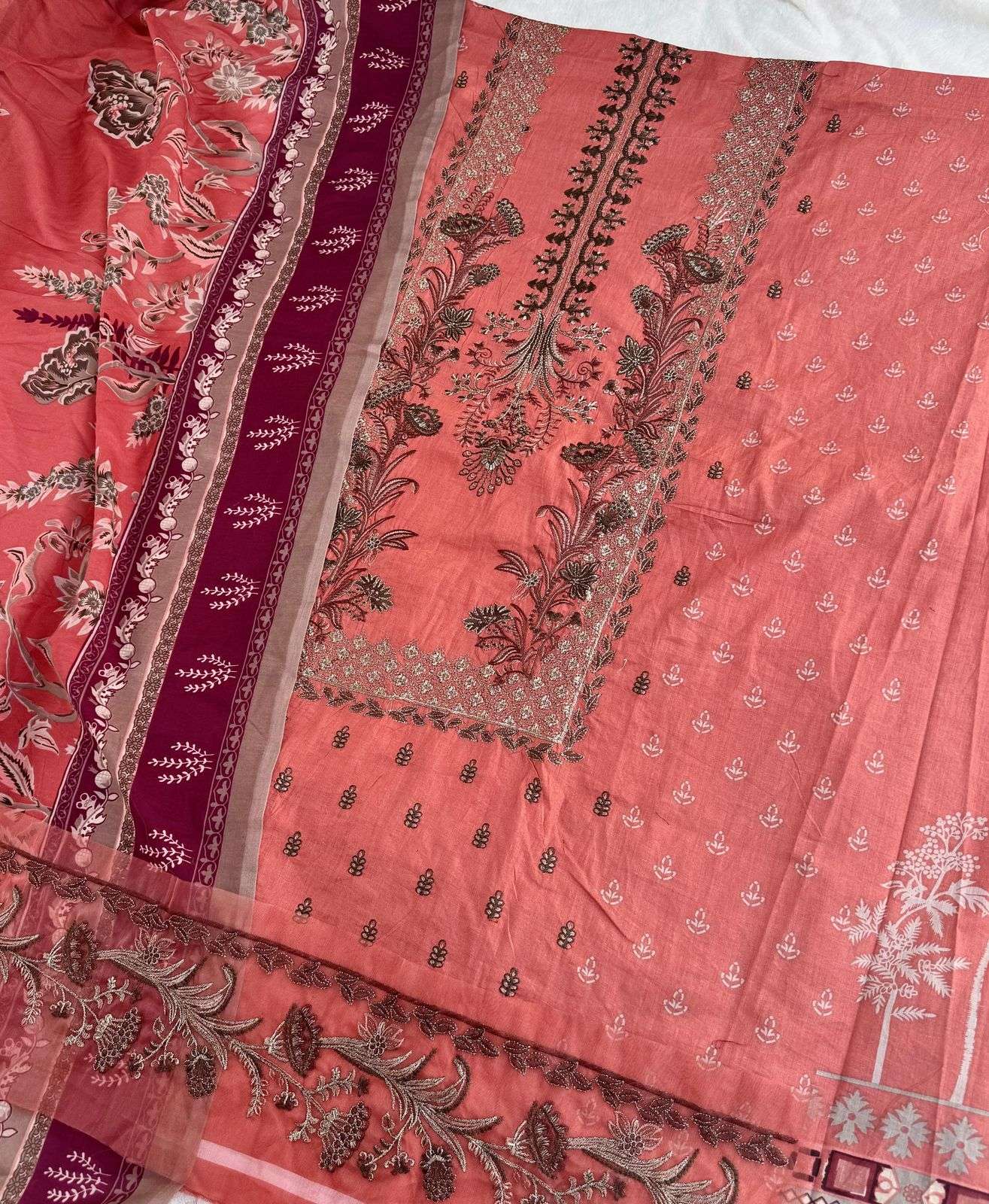 JIHAN DESIGN NO - 3374 PURE LAWN COTTON WITH HEAVY SELF EMBROIDERED PATCH WORK PAKISTANI SALWAR SUIT