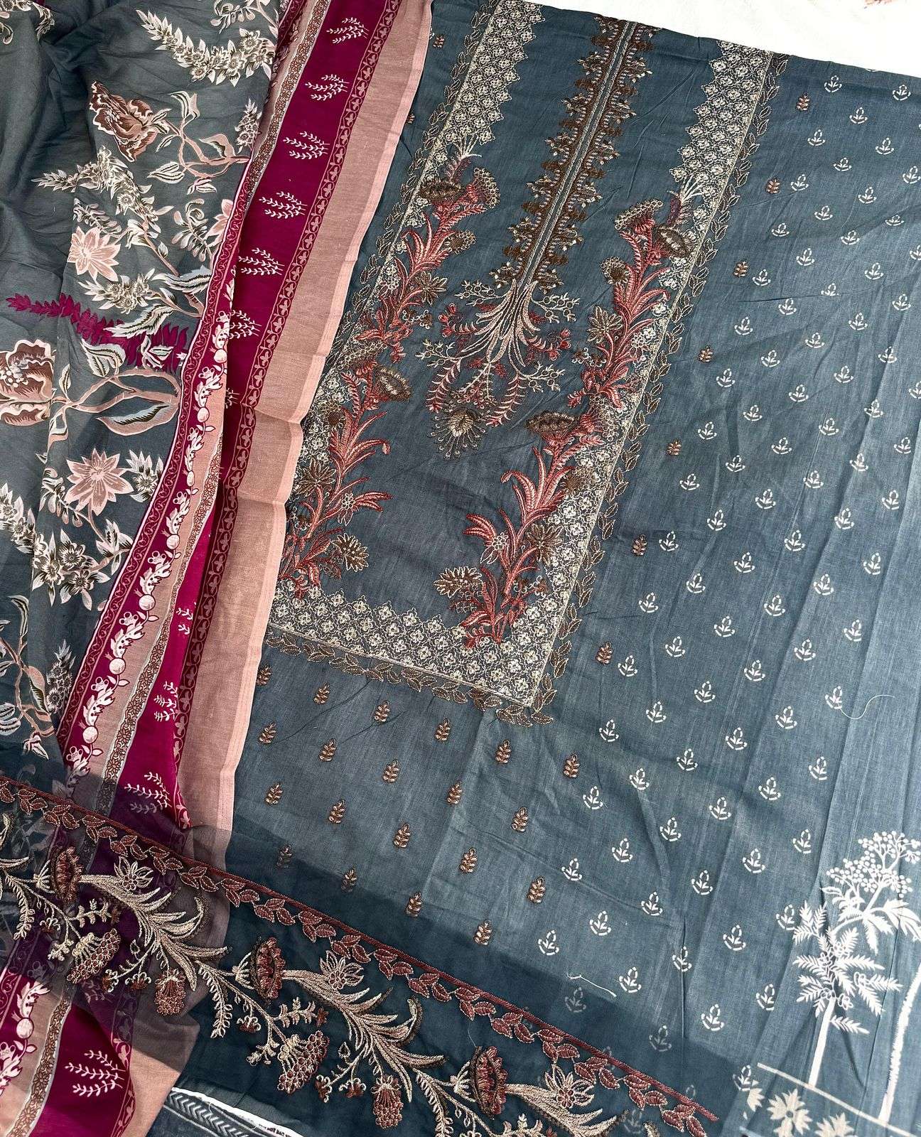 JIHAN DESIGN NO - 3374 PURE LAWN COTTON WITH HEAVY SELF EMBROIDERED PATCH WORK PAKISTANI SALWAR SUIT