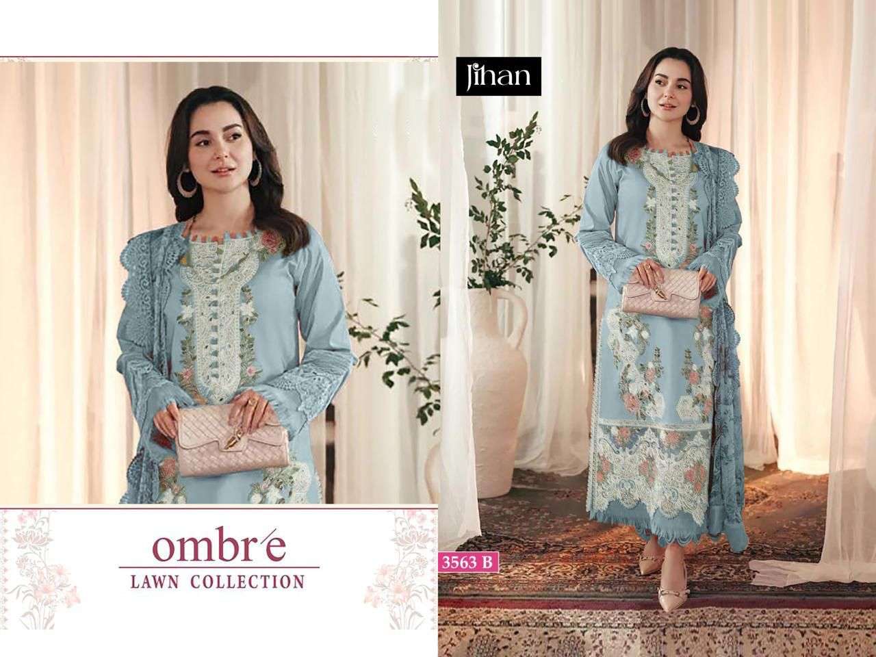 JIHAN DESIGN NO - 3563 COTTON HEAVY SELF EMBROIDERED PATCH PAKISTANI SALWAR SUIT