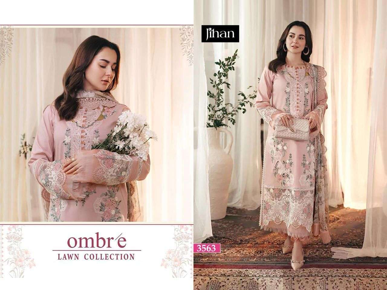 JIHAN DESIGN NO - 3563 COTTON HEAVY SELF EMBROIDERED PATCH PAKISTANI SALWAR SUIT