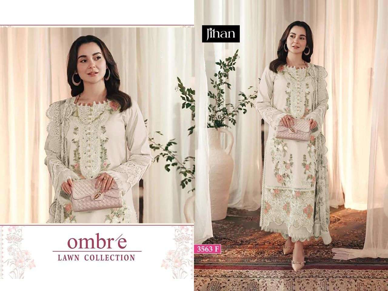 JIHAN FIRDOUS OMBRE LAWN COLLECTION D NO 3563 COTTON PATCH EMBROIDERIES SUIT
