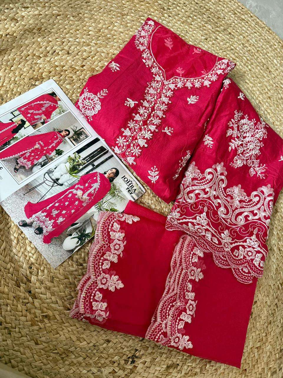 JOHRA TEX DESIGN NO JT - 150 HEAVY EMBROIDERED PAKISTANI PARTY WEAR SUIT