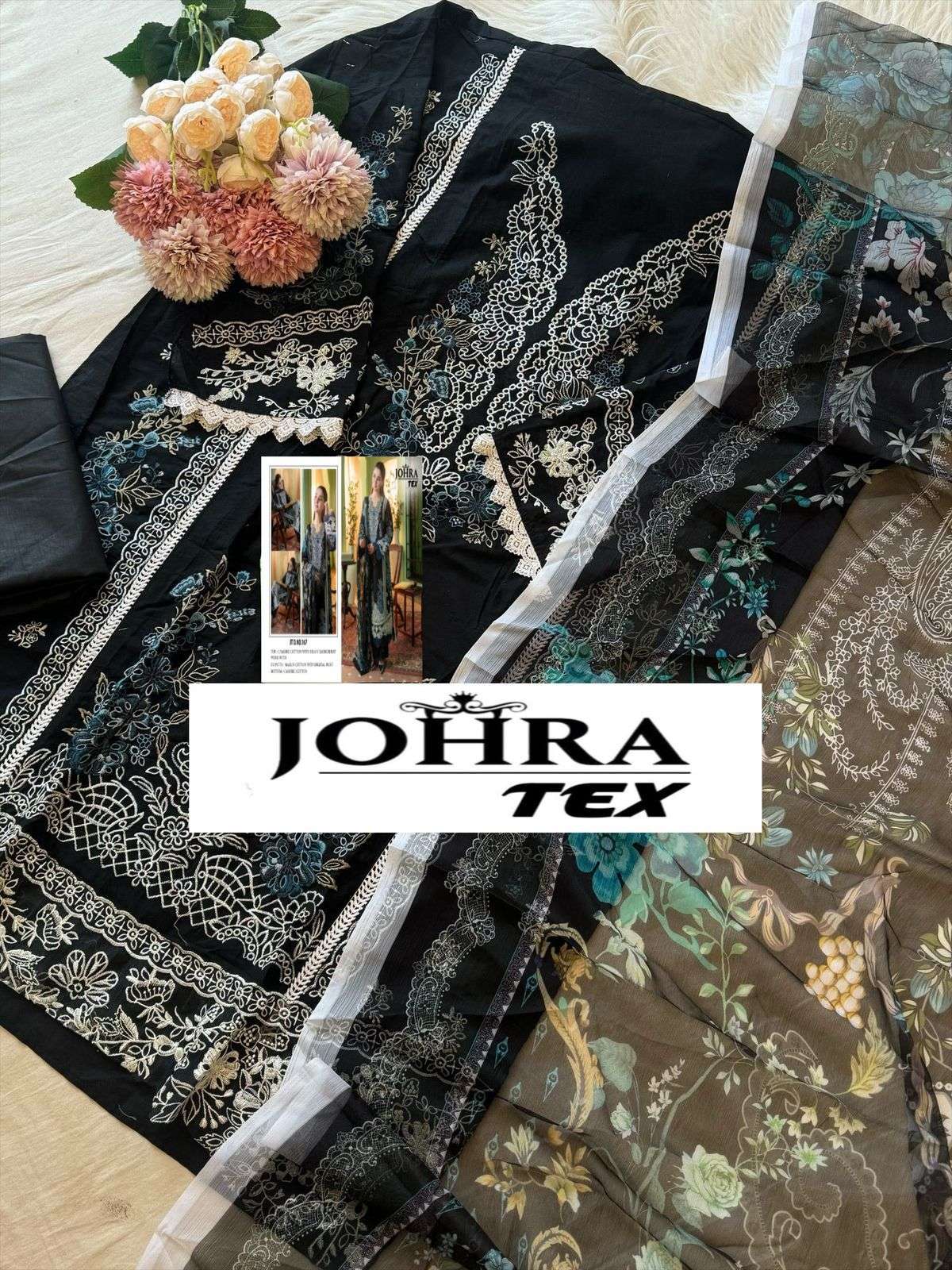 JOHRA TEX DESIGN NO - JT - 167 CAMBRIC COTTON HEAVY EMBROIDERED WORK SALWAR SUIT