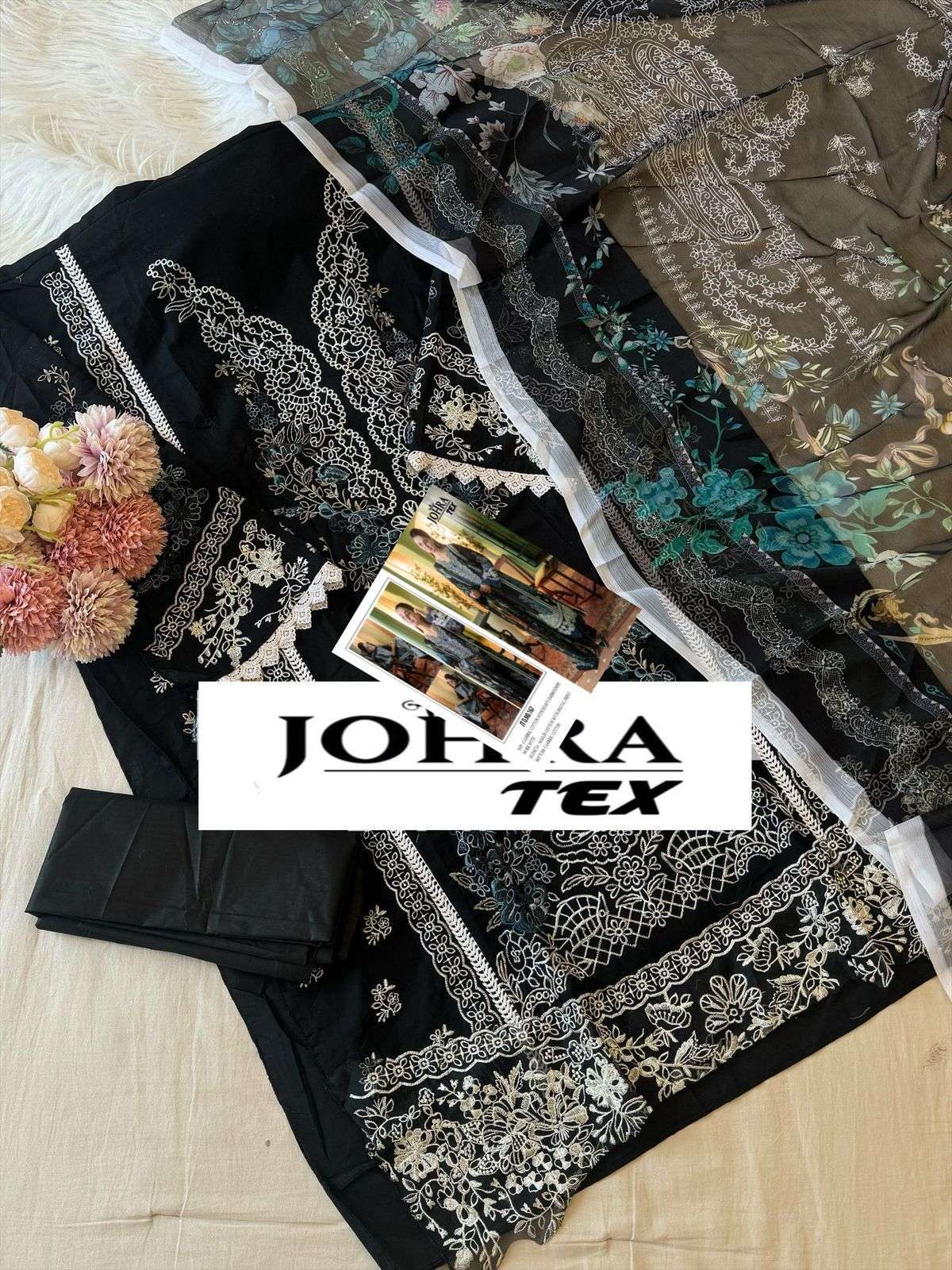 JOHRA TEX DESIGN NO - JT - 167 CAMBRIC COTTON HEAVY EMBROIDERED WORK SALWAR SUIT