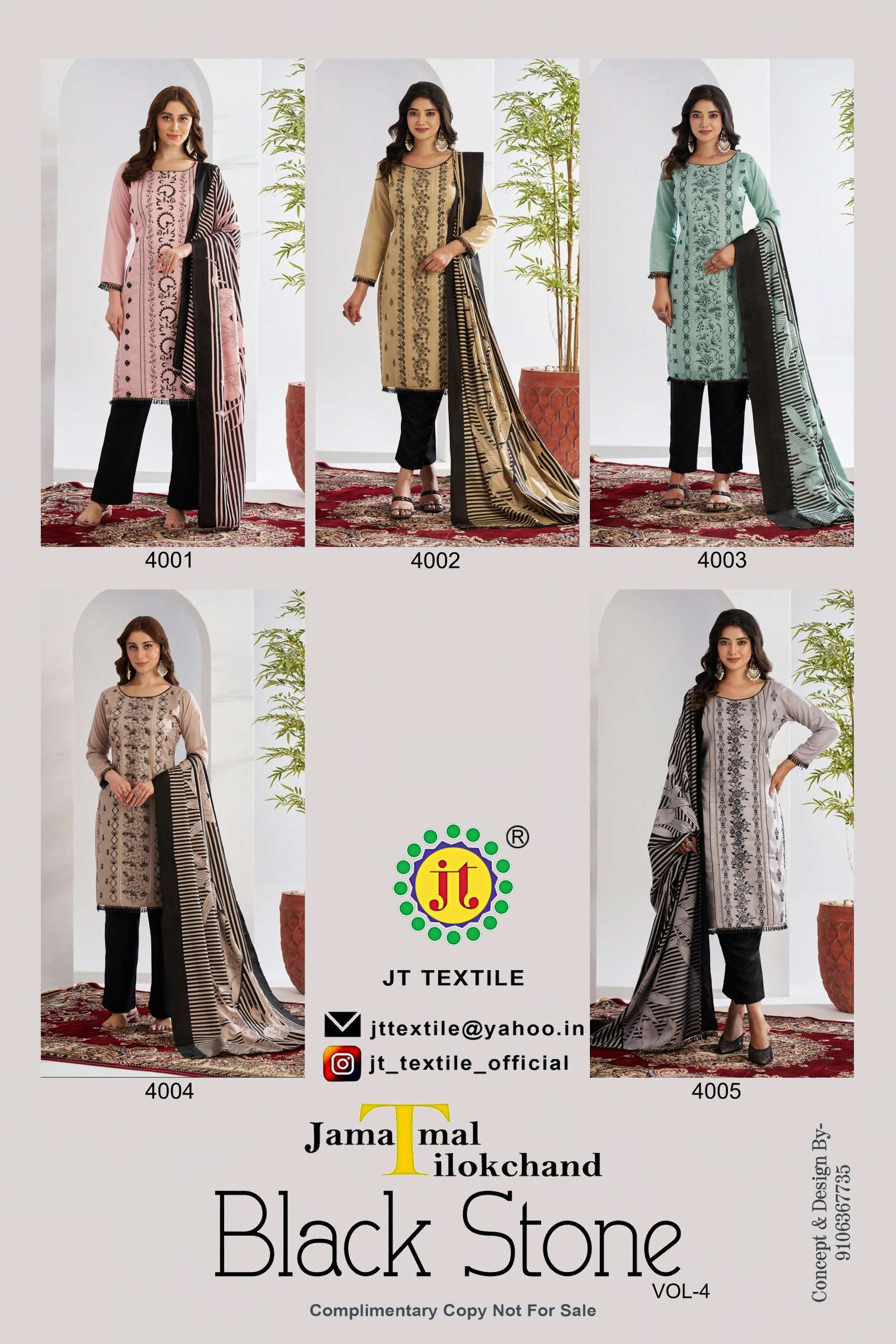 JT BLACK STONE VOL 4 RAYON FANCY EMBROIDERY WORKS SUIT
