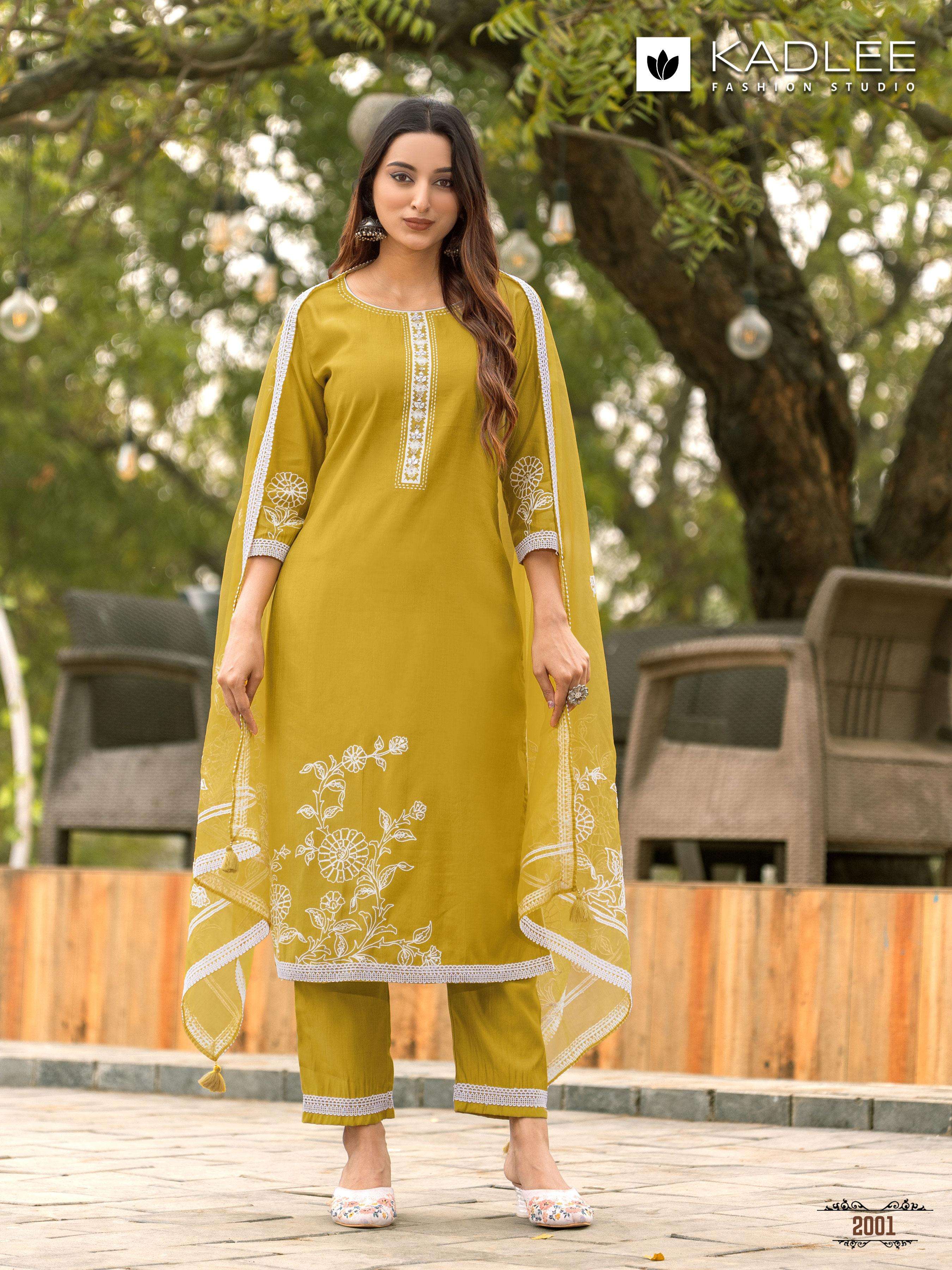 KADLEE FASHION KARWAA VISCOSE FANCY DESIGNER WORK KURTI COMBO SET