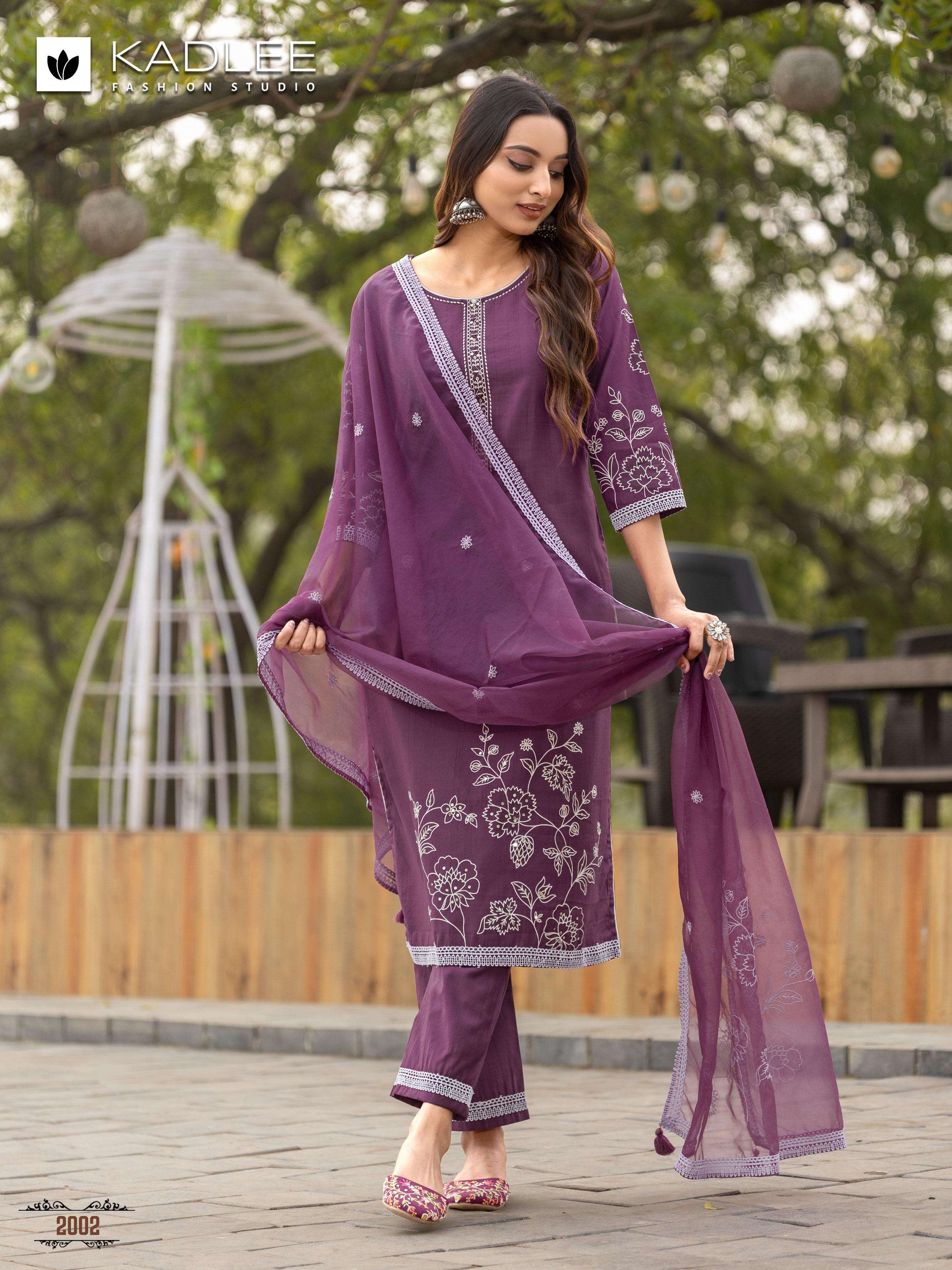KADLEE FASHION KARWAA VISCOSE FANCY DESIGNER WORK KURTI COMBO SET