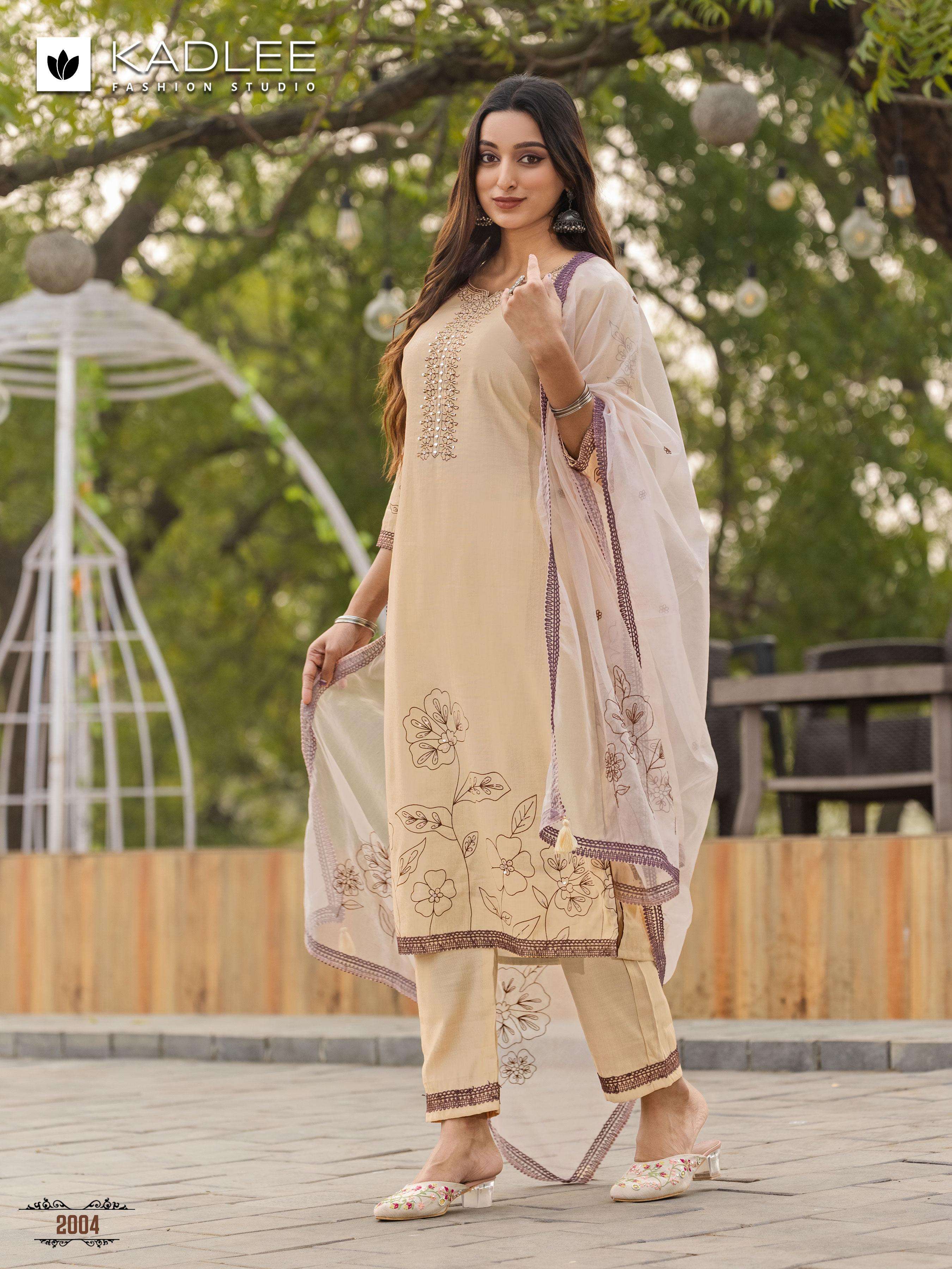 KADLEE FASHION KARWAA VISCOSE FANCY DESIGNER WORK KURTI COMBO SET