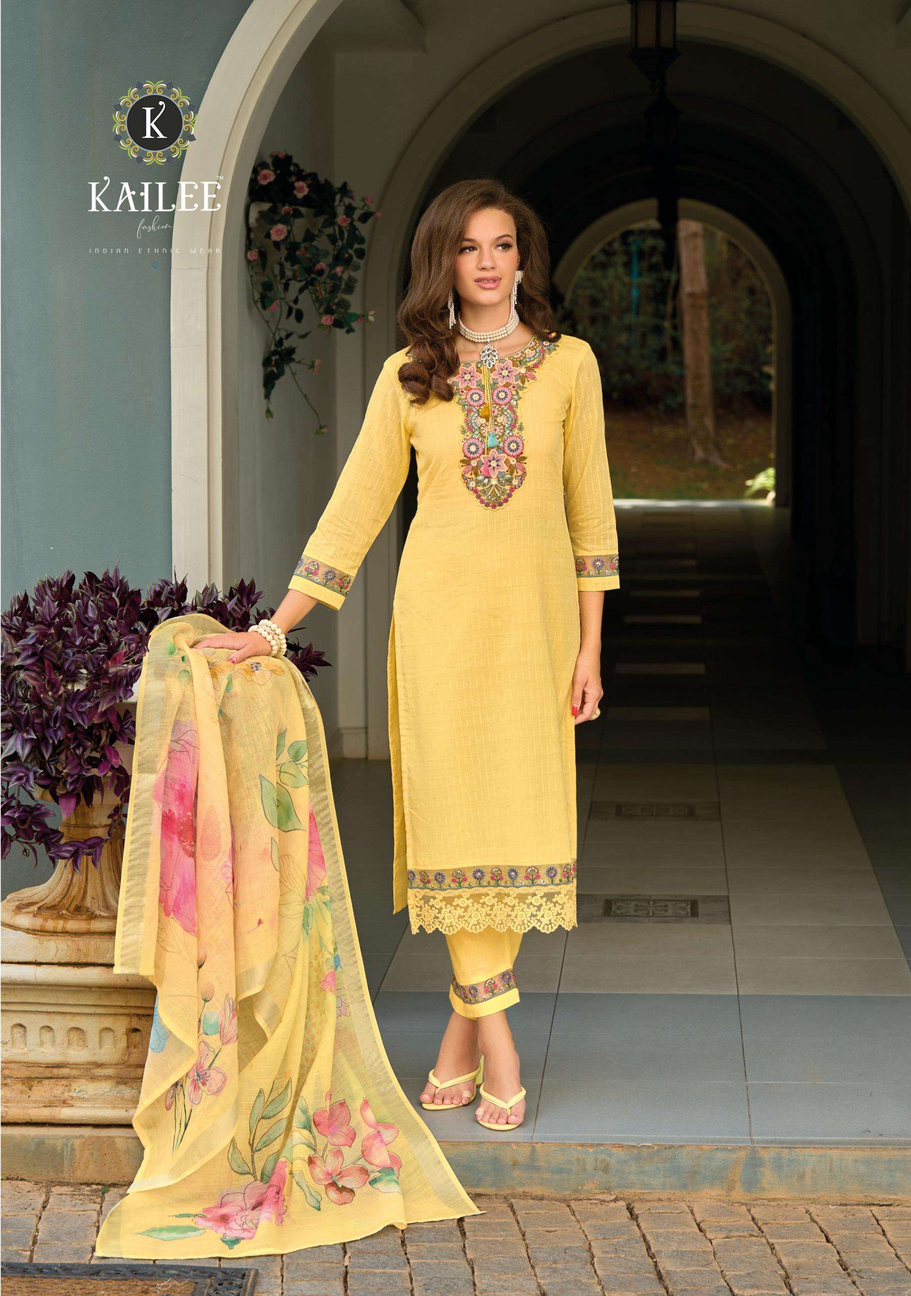 KAILEE FASHION SUMMER GARDEN VOL 2 COTTON FANCY DESIGNER WORK SUIT