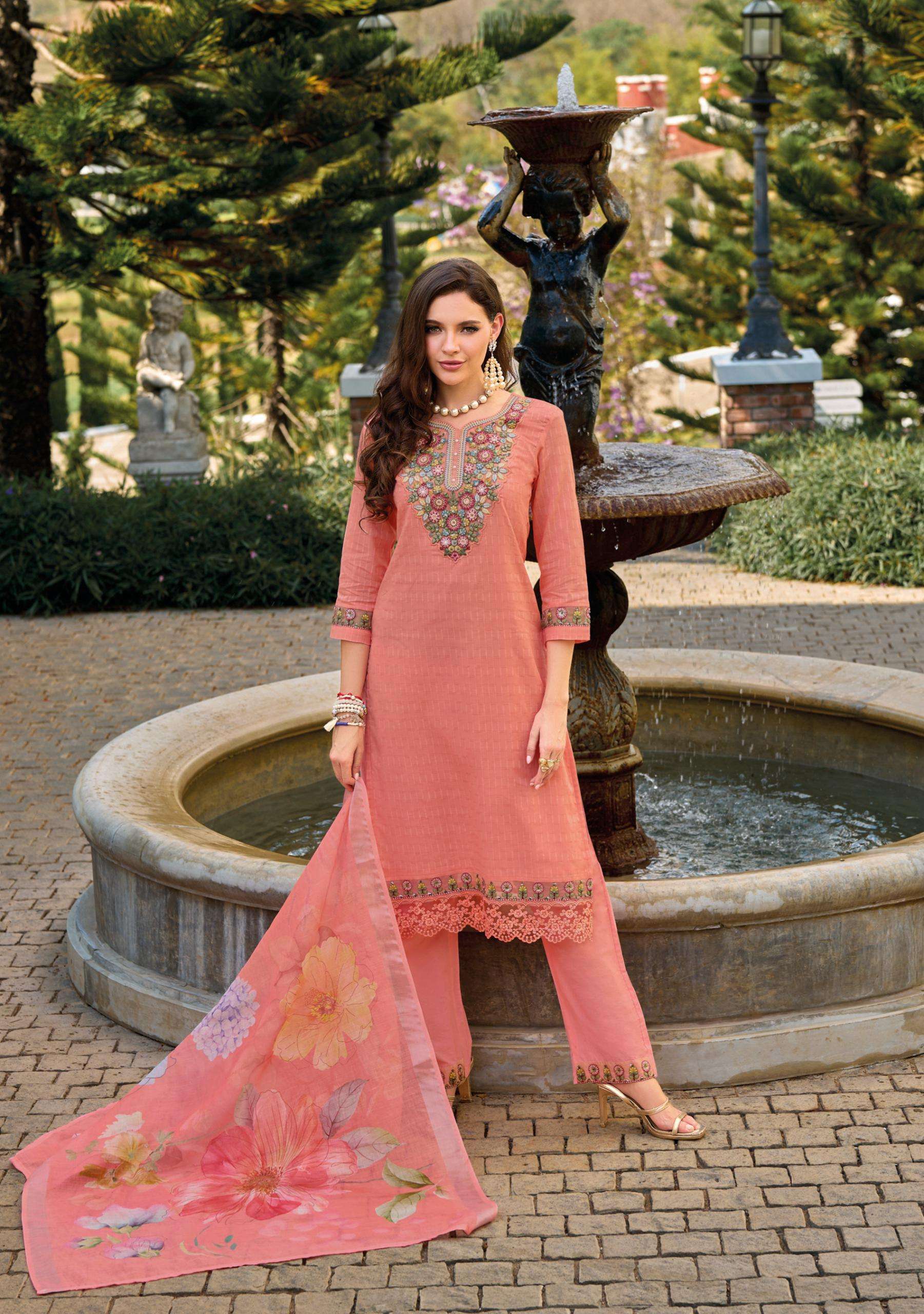 KAILEE FASHION SUMMER GARDEN VOL 2 COTTON FANCY DESIGNER WORK SUIT