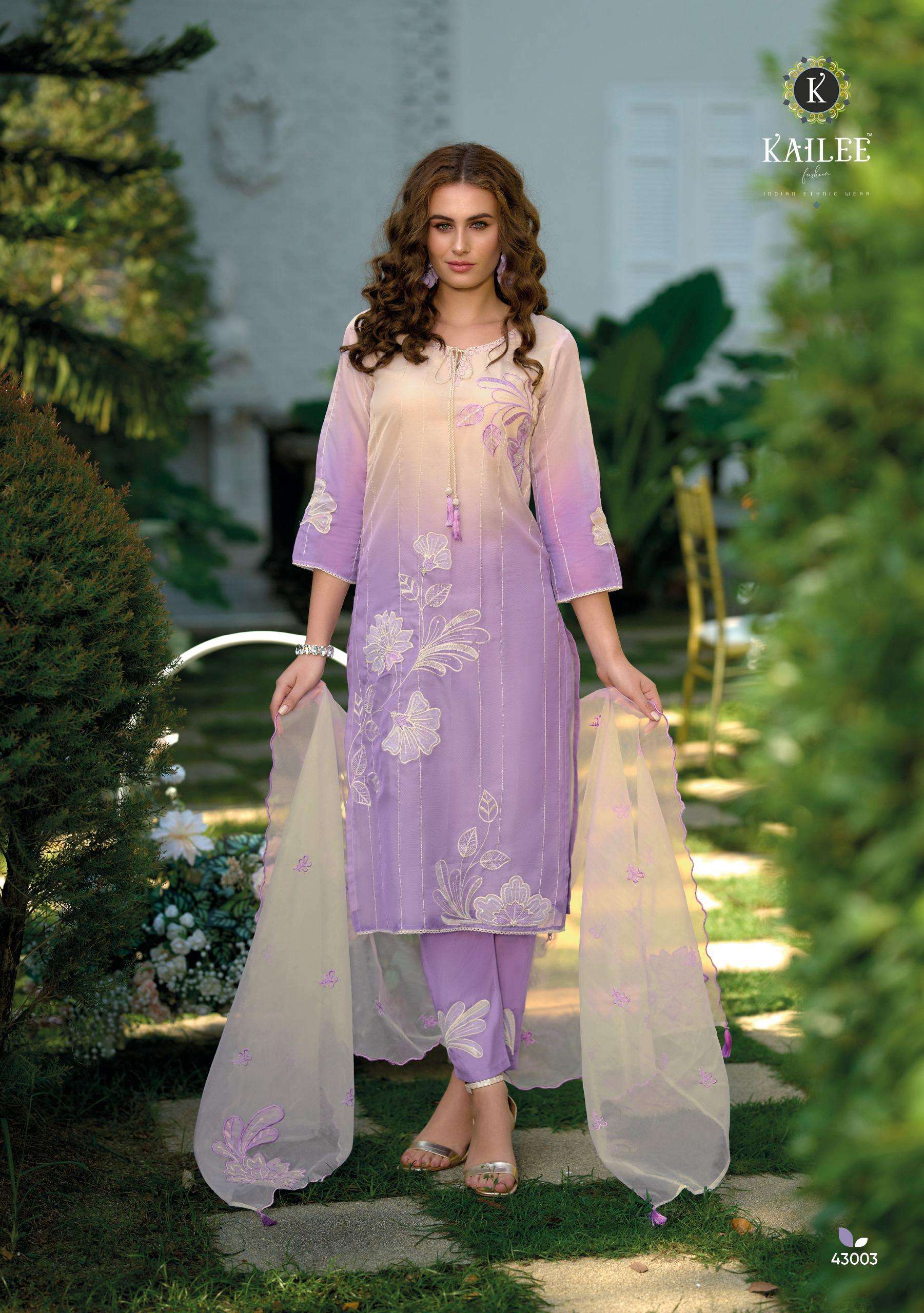 KAILEE FASHION SUROOR COTTON SHADED FABRIC FANCY DESIGNER WORK SUIT
