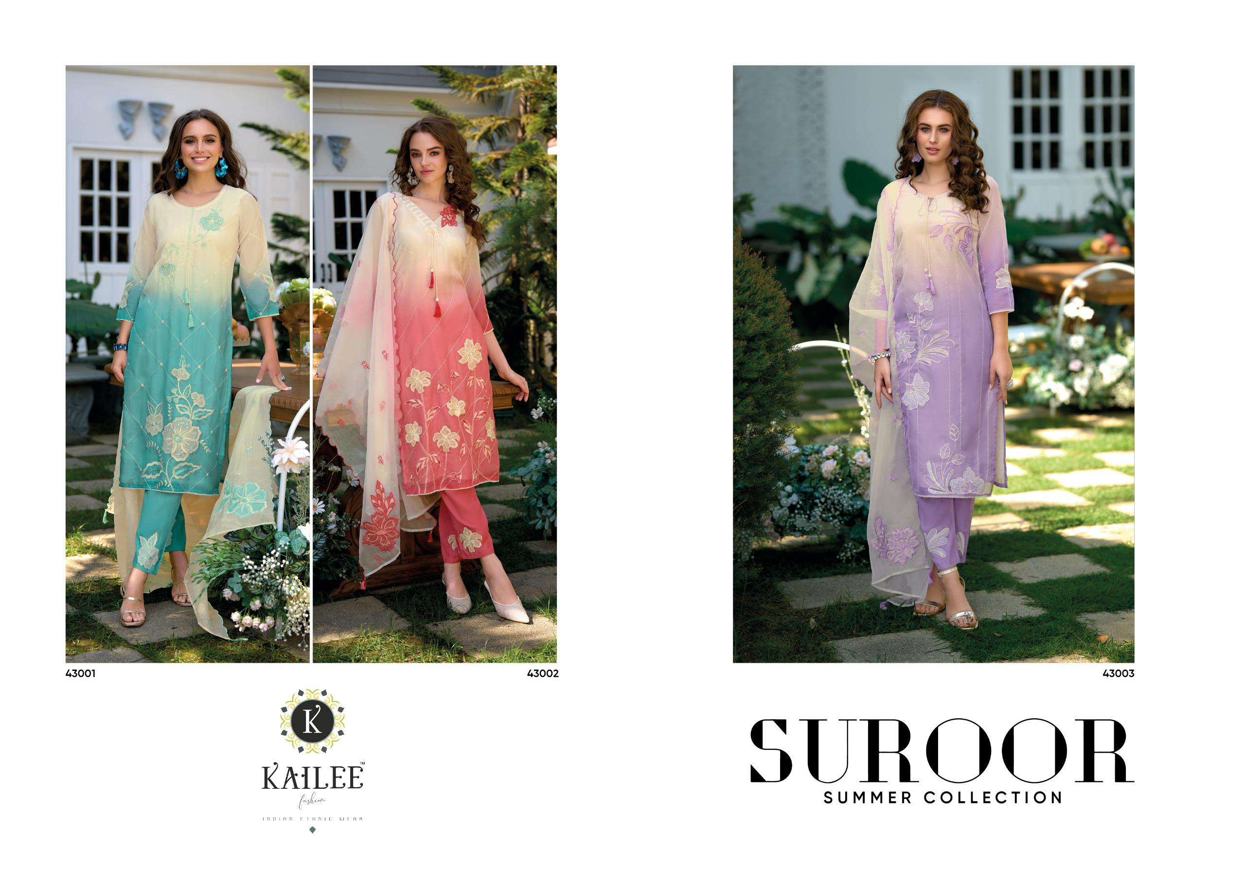 KAILEE FASHION SUROOR COTTON SHADED FABRIC FANCY DESIGNER WORK SUIT