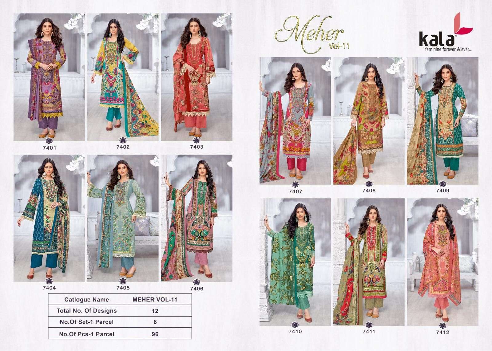 KALA FASHION MEHER VOL 11 COTTON DIGITAL KARACHI PRINT SALWAR SUIT