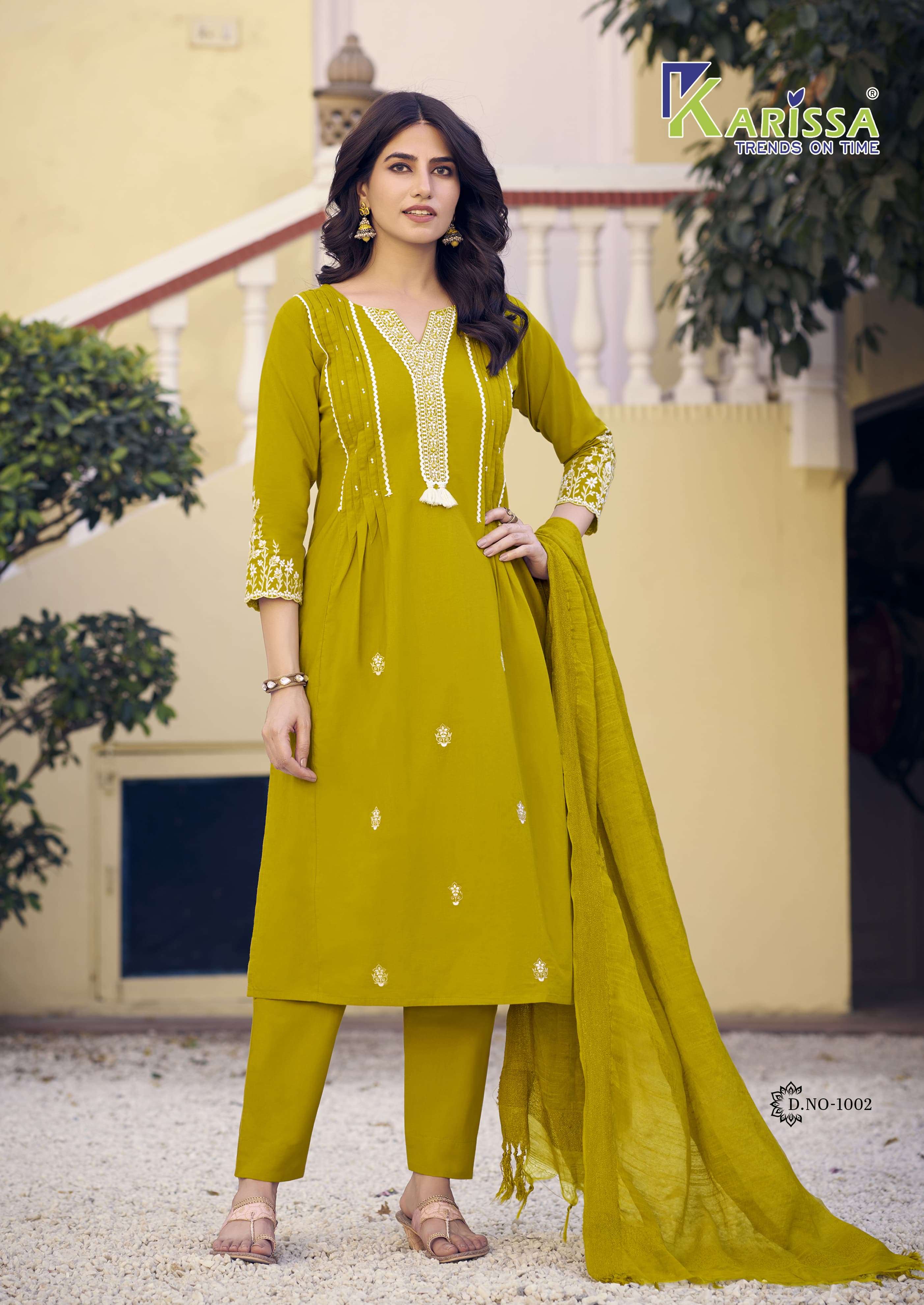 KARISSA ICONIC COTTON THREAD WORK FANCY NAIRA CUT STYLE LADIES KURTI COMBO SET