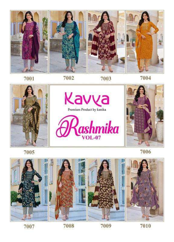 KAVYA RASHMIKA VOL 7 RAYON FANCY STRAIGHT CUT KURTI COMBO SET