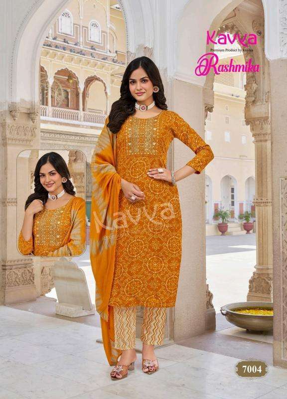 KAVYA RASHMIKA VOL 7 RAYON FANCY STRAIGHT CUT KURTI COMBO SET