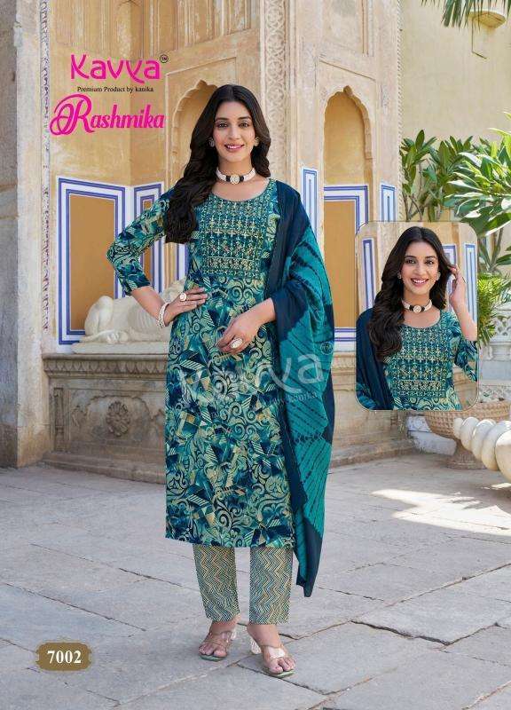 KAVYA RASHMIKA VOL 7 RAYON FANCY STRAIGHT CUT KURTI COMBO SET