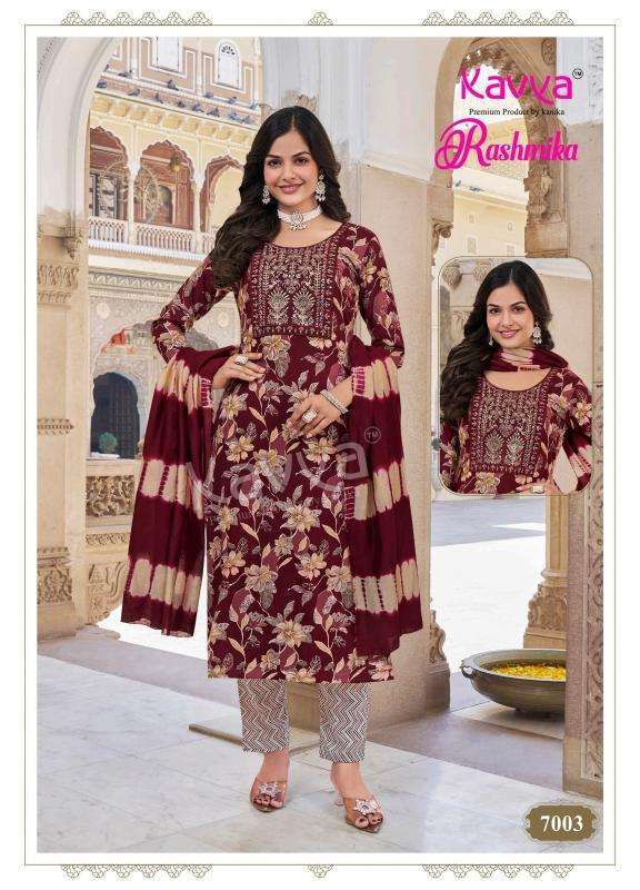 KAVYA RASHMIKA VOL 7 RAYON FANCY STRAIGHT CUT KURTI COMBO SET