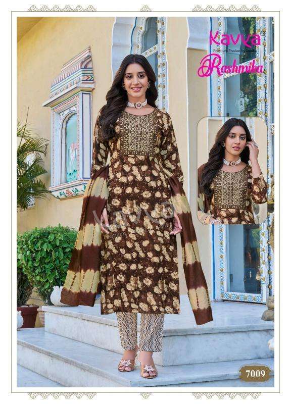 KAVYA RASHMIKA VOL 7 RAYON FANCY STRAIGHT CUT KURTI COMBO SET