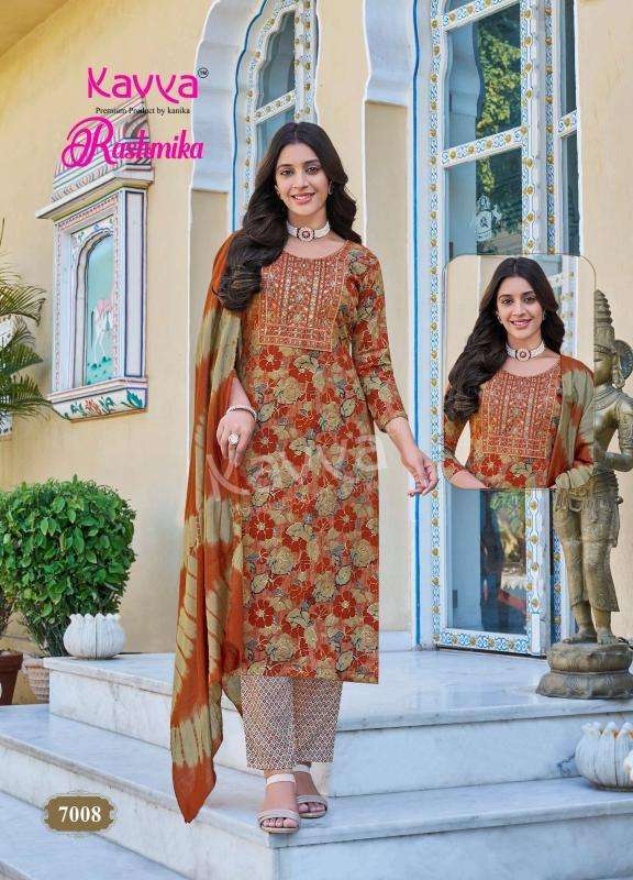 KAVYA RASHMIKA VOL 7 RAYON FANCY STRAIGHT CUT KURTI COMBO SET