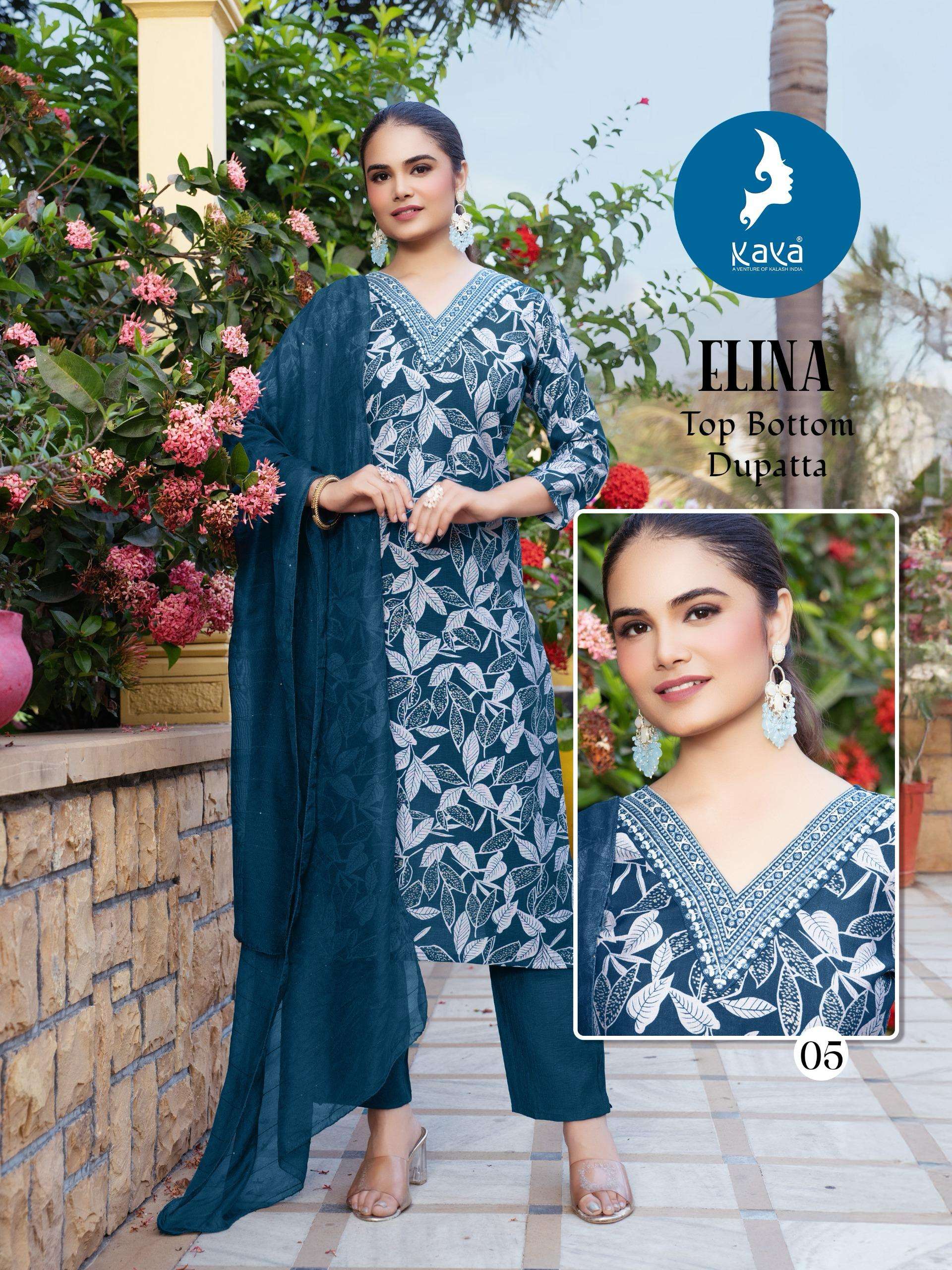 KAYA ELINA FANCY PRINT WITH WORKS LADIES KURTI COMBO SET