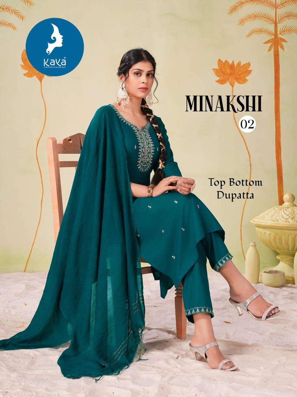 KAYA MINAKSHI RAYON FANCY EMBROIDERIES WORK KURTI COMBO SET