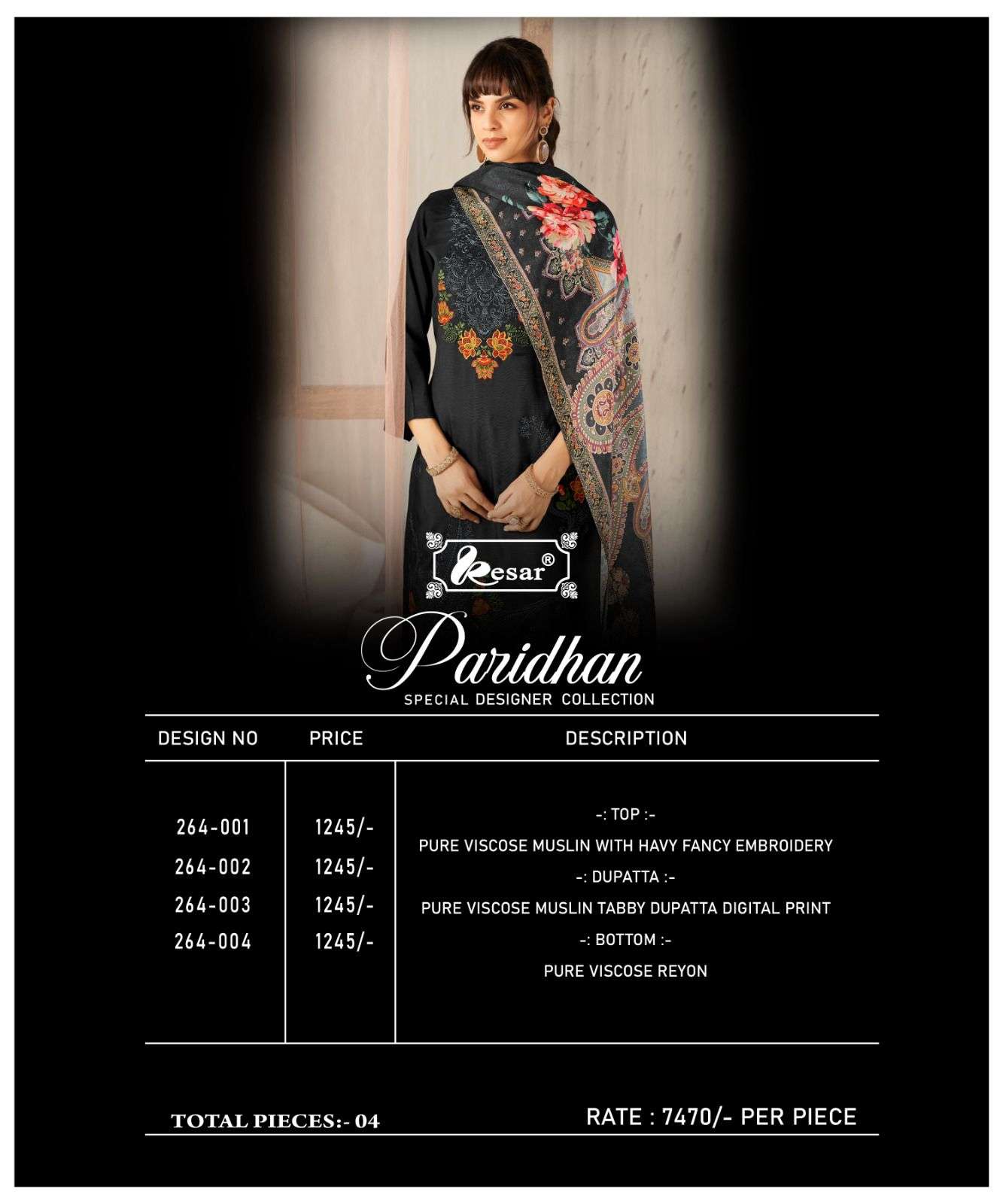 KESAR PARIDHAN VISCOSE FANCY EMBROIDERY WORK SUIT