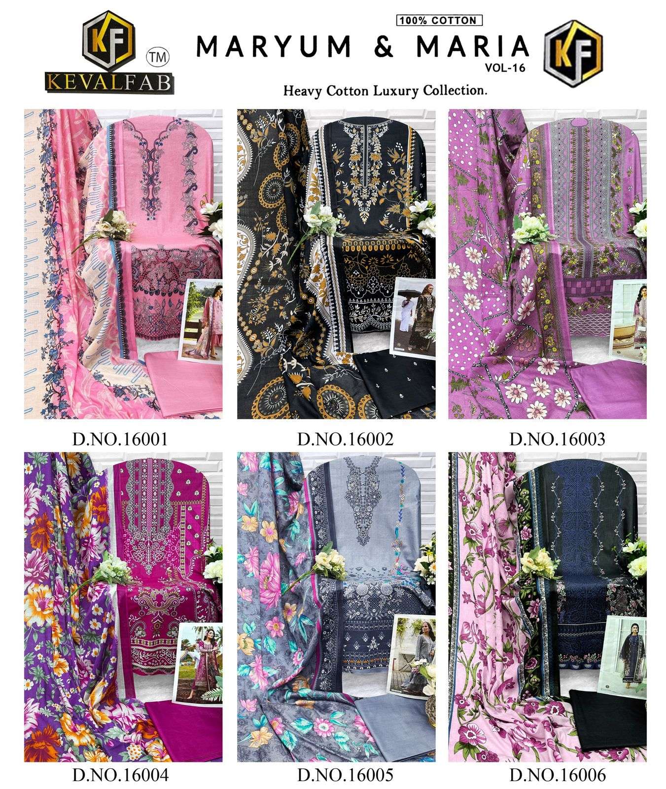 KEVAL FAB MARYUM & MARIA VOL 16 COTTON DIGITAL PRINTS SALWAR SUIT