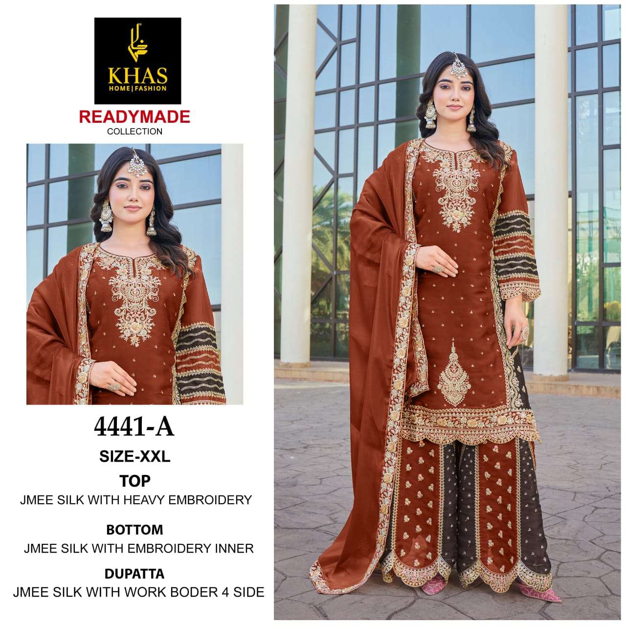 KHAS FASHION D NO 4441 SILK HEAVY EMBROIDERY DESIGNER SUIT