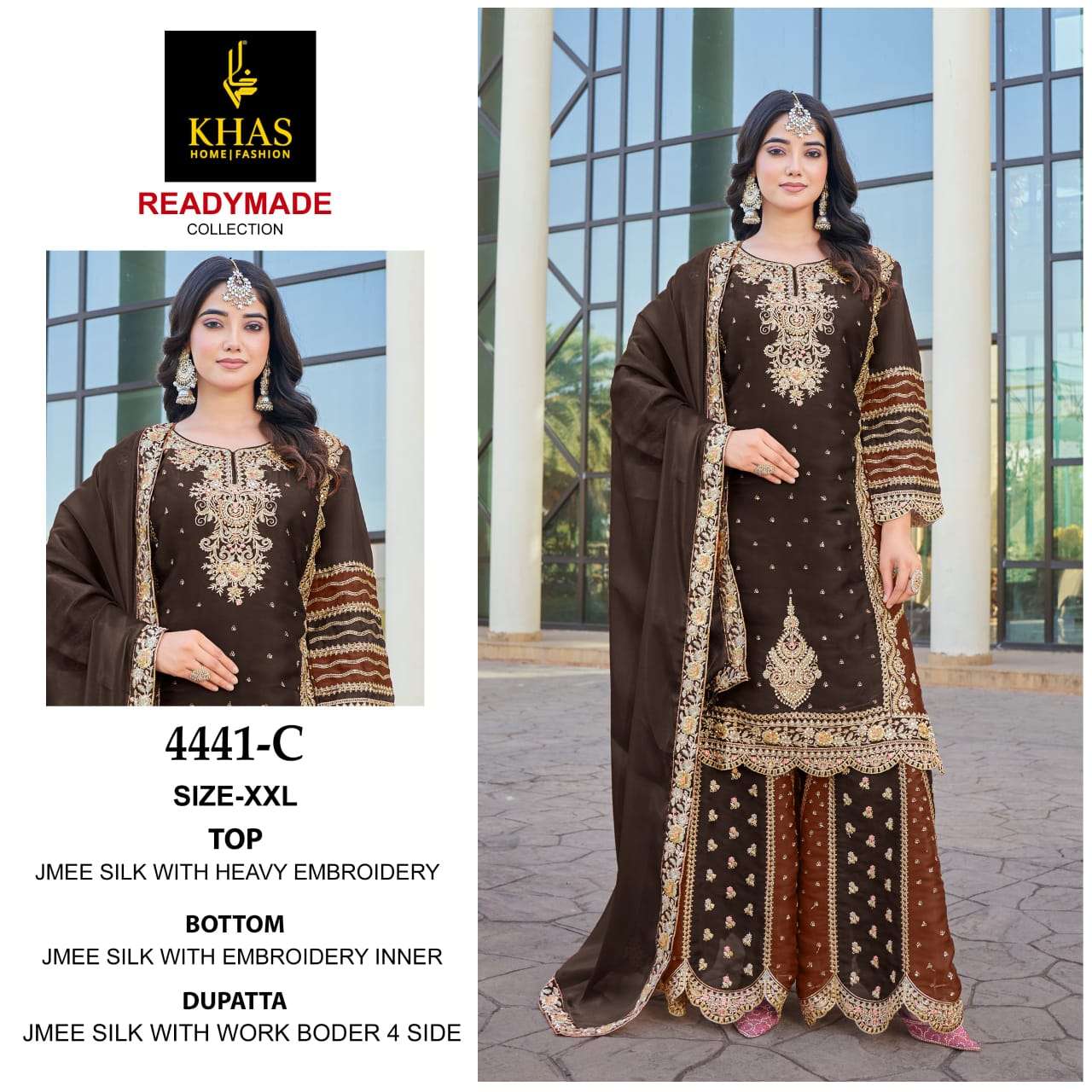 KHAS FASHION D NO 4441 SILK HEAVY EMBROIDERY DESIGNER SUIT