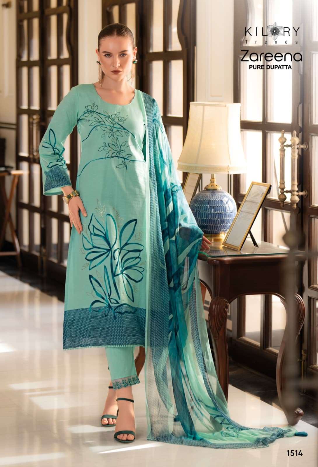 KILORY TRENDS ZAREENA LINEN COTTON DIGITAL PRINT WITH FANCY WORK SUIT