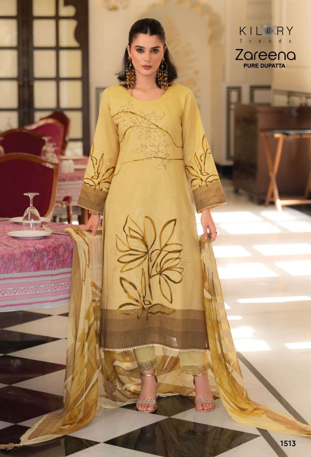KILORY TRENDS ZAREENA LINEN COTTON DIGITAL PRINT WITH FANCY WORK SUIT
