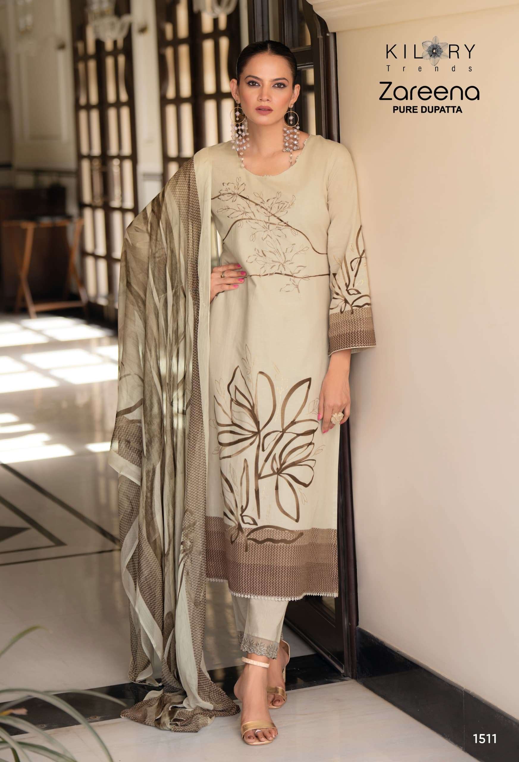 KILORY TRENDS ZAREENA LINEN COTTON DIGITAL PRINT WITH FANCY WORK SUIT