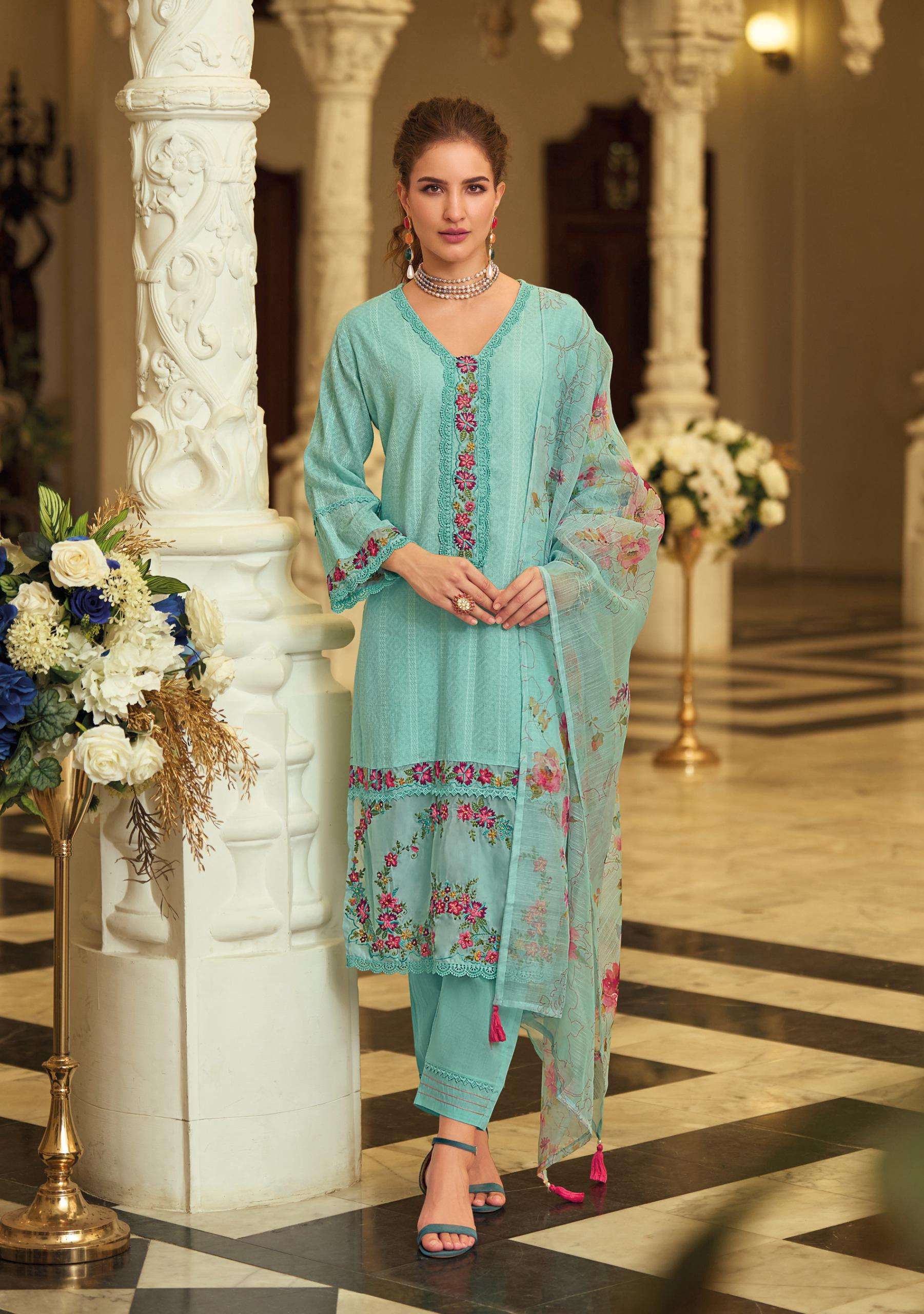 LADY LEELA SUMMER TRENDS VOL 2  SCHIFFLI COTTON DESIGNER WORK LADIES SUIT