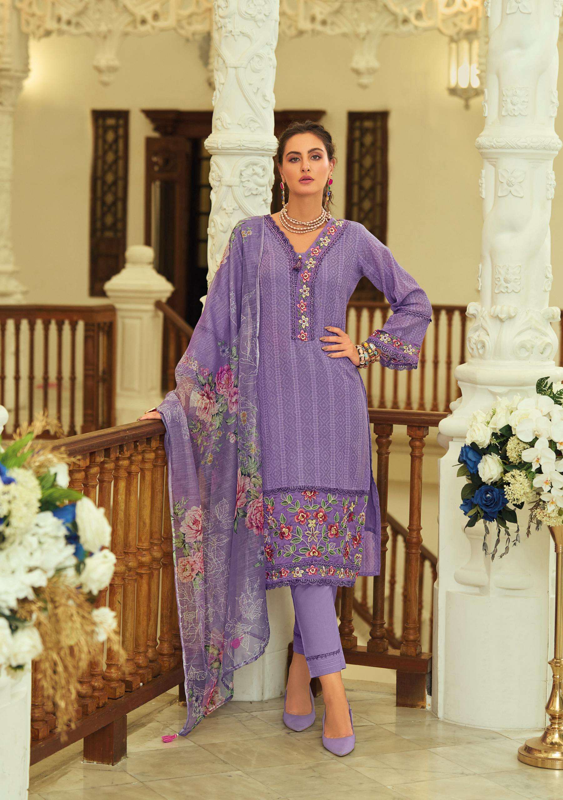 LADY LEELA SUMMER TRENDS VOL 2  SCHIFFLI COTTON DESIGNER WORK LADIES SUIT
