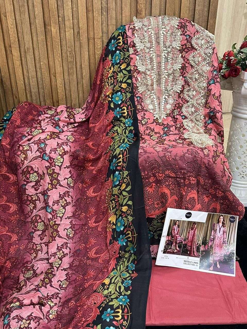 MEHBOOB TEX DESIGN NO - 1307 BC - 1308 B PURE COTTON PRINT EXCLUSIVE PATCH EMBROIDERED PATCH PAKISTANI SALWAR SUIT 