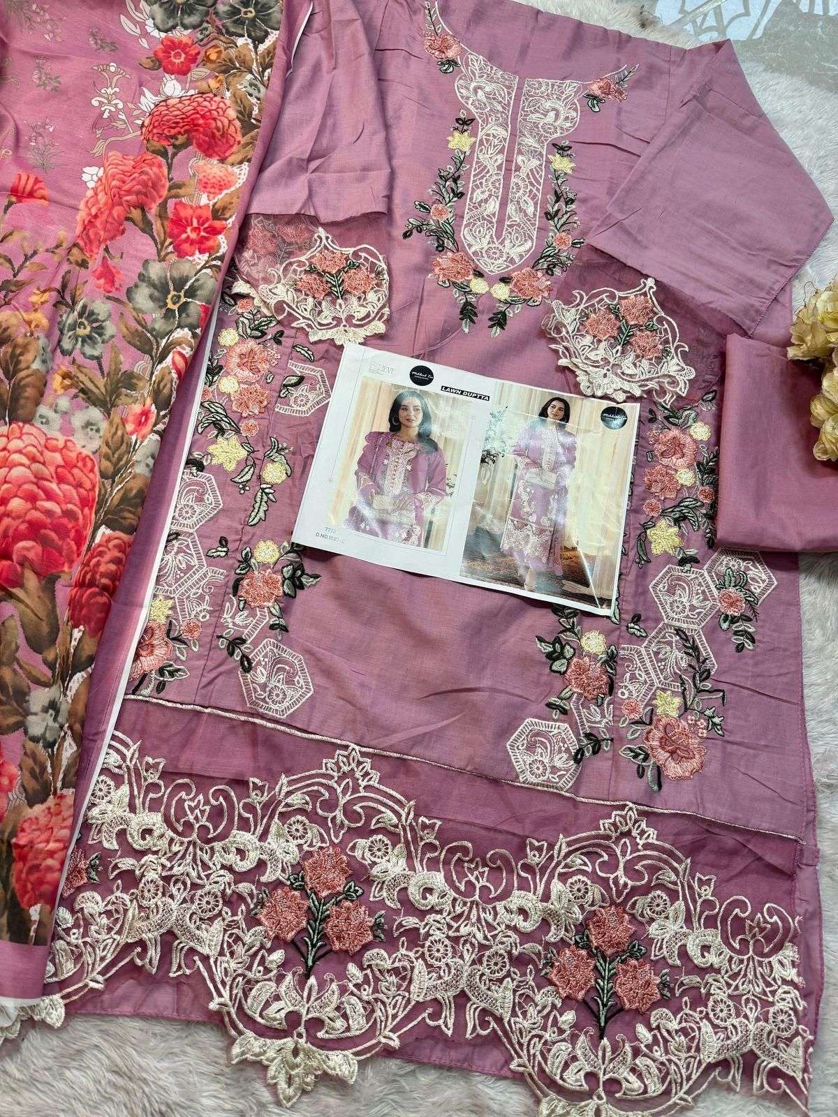 MEHBOOB TEX DESIGN NO - 1587 PURE ABCD VISCOSE LAWN HEAVY SELF EMBROIDERED PAKISTANI SALWAR SUIT 
