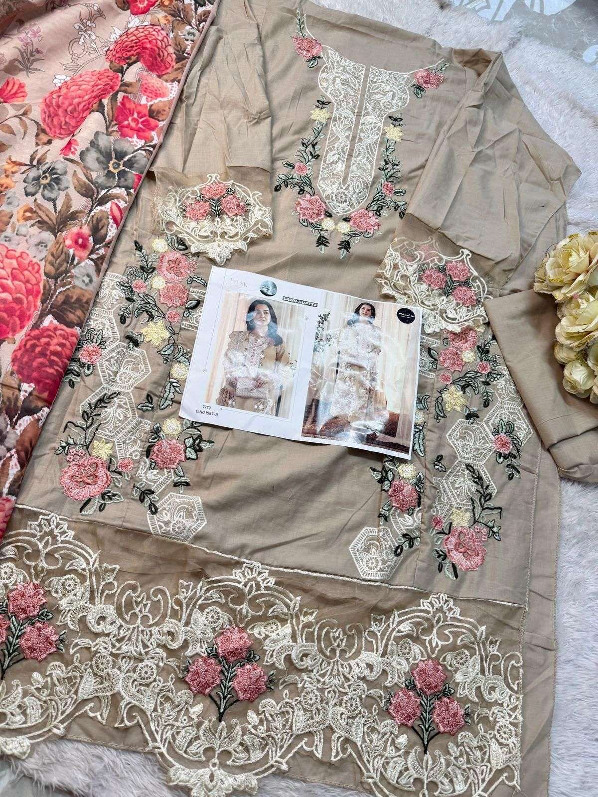 MEHBOOB TEX DESIGN NO - 1587 PURE ABCD VISCOSE LAWN HEAVY SELF EMBROIDERED PAKISTANI SALWAR SUIT 