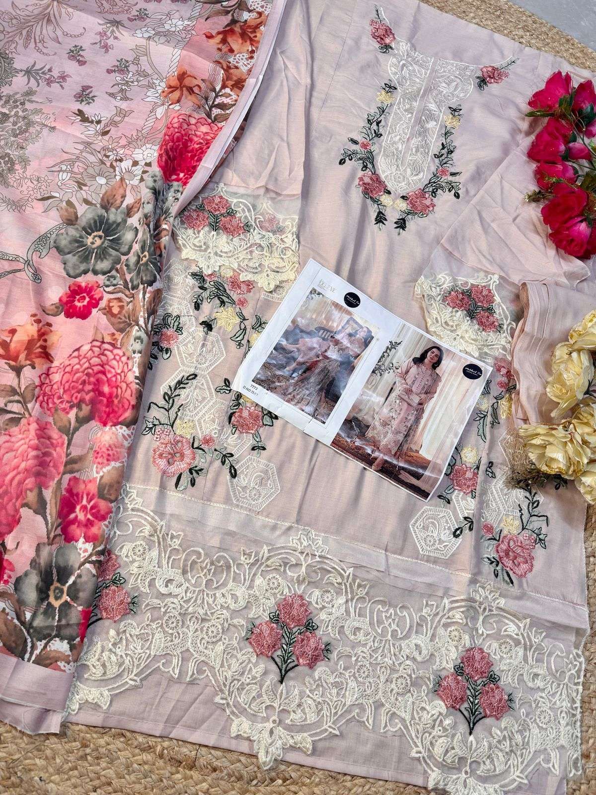 MEHBOOB TEX DESIGN NO - 1587 PURE VISCOSE LAWN HEAVY SELF EMBROIDERED PAKISTANI SALWAR SUIT 