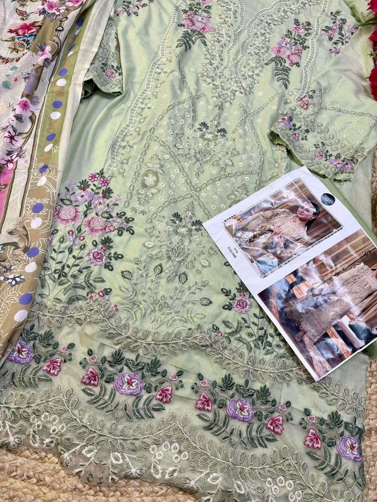 MEHBOOB TEX DESIGN NO - 1588 B PURE VISCOSE LAWN HEAVY SELF EMBROIDERED PAKISTANI SUIT