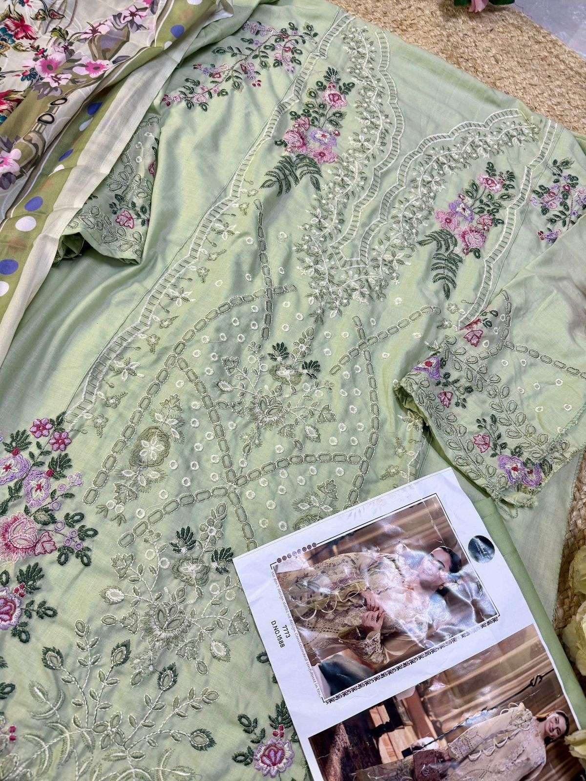 MEHBOOB TEX DESIGN NO - 1588 B PURE VISCOSE LAWN HEAVY SELF EMBROIDERED PAKISTANI SUIT